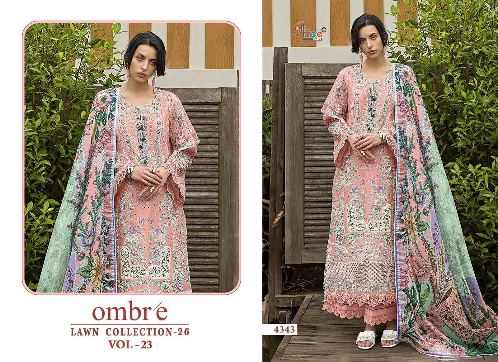 OMBRE LAWN COLLECTION VOL-23 By Shree Fab 4341 to 4346 Series Pakistani Stylish Beautiful Colourful Printed & Embroidered Party Wear & Occasional Wear Pure cotton Dresses At Wholesale Price